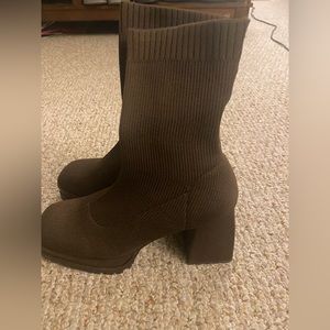 Brown platform sock boot